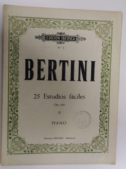 Bertini. 25 Estudios fáciles Op. 100 II piano