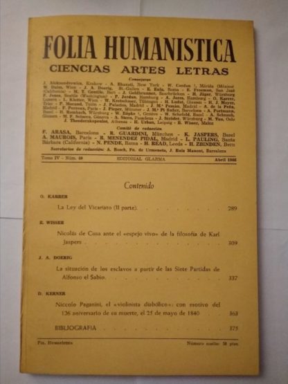 Folia Humanística. Ciencias Artes Letras.