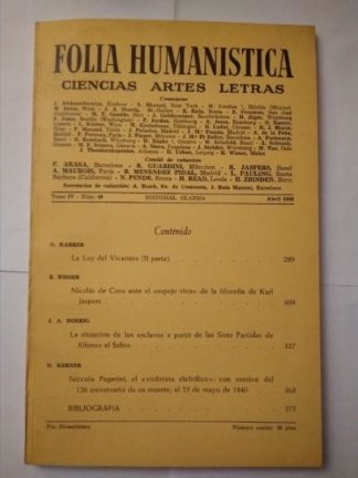 Folia Humanística. Ciencias Artes Letras.