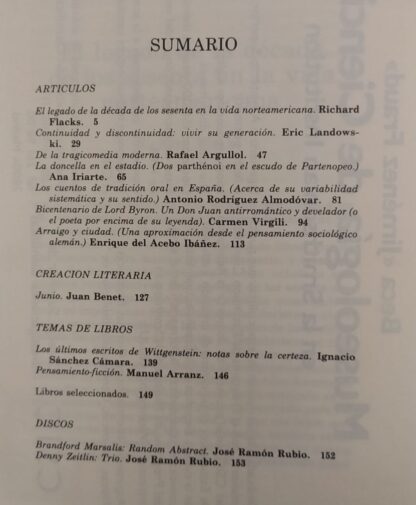 Revista de Occidente. Richard Flacks: El legado de la decada de los 60 en EE.UU. Bicentenario de Lord Byron. Juan Benet: Un fragmento. - Imagen 2