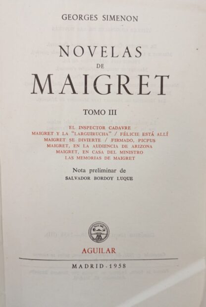 Novelas de Maigret. Georges Simenon. Tomos I, II, III, IV, V, IV - Imagen 6