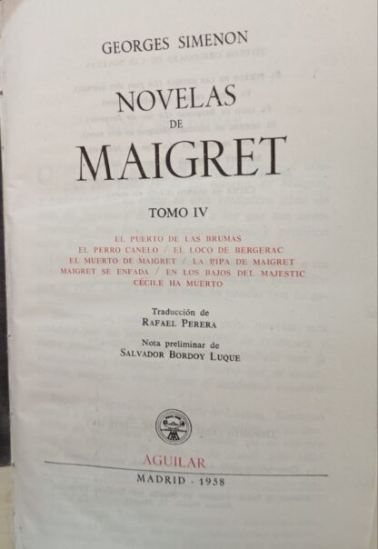 Novelas de Maigret. Georges Simenon. Tomos I, II, III, IV, V, IV - Imagen 5