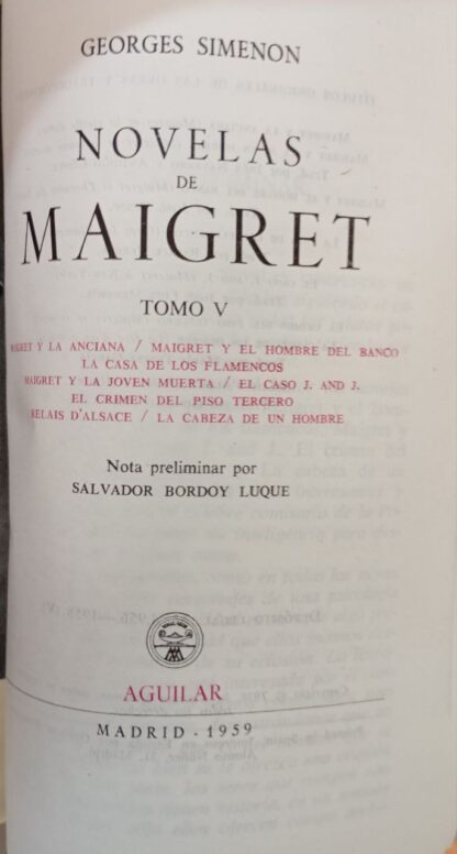 Novelas de Maigret. Georges Simenon. Tomos I, II, III, IV, V, IV - Imagen 4
