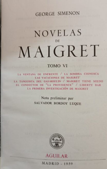 Novelas de Maigret. Georges Simenon. Tomos I, II, III, IV, V, IV - Imagen 3