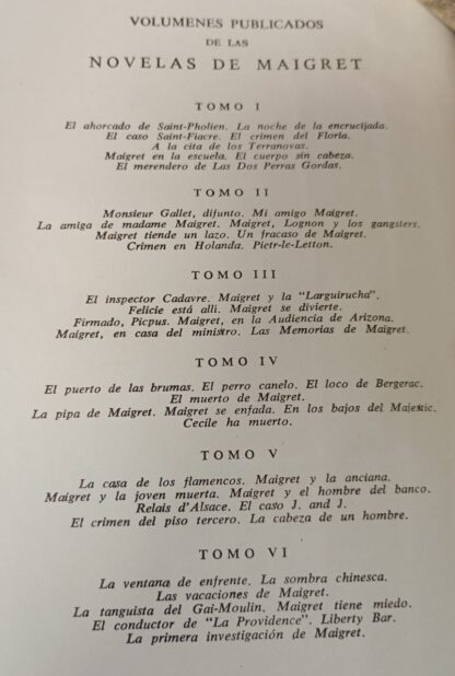 Novelas de Maigret. Georges Simenon. Tomos I, II, III, IV, V, IV - Imagen 2