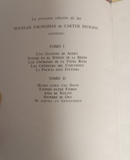 Novelas escogidas. Carter Dickson Tomo I, II. - Imagen 2